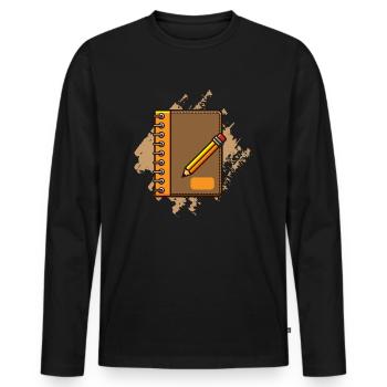 Cahier de devoirs, inscription à l'école de cadeaux - T-shirt manches longues Premium bio Homme - noir - Devant - Nico (187cm)