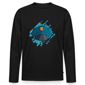 Police cap, gift policeman uniform clothes - Men's Premium Organic Long Sleeve Shirt - black - Front - Nico (187cm)