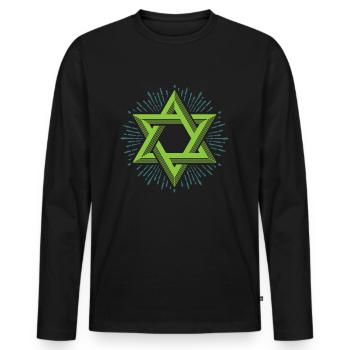 Star of David, religion hexagram Judaism Jew - Men's Premium Organic Long Sleeve Shirt - black - Front - Nico (187cm)