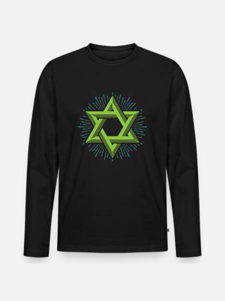 Davids stjerne, religion hexagram jødedom jøde - Premium økologisk langærmet T-shirt til mænd - sort