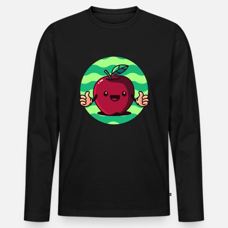 cute apple, fruit fruit vitamins - Men's Premium Organic Long Sleeve Shirt - black