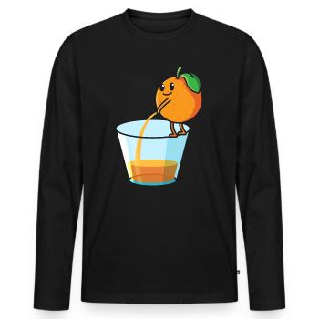 Pipi orange, fruit jus d'orange fruit - T-shirt manches longues Premium bio Homme - noir - Devant - Nico (187cm)