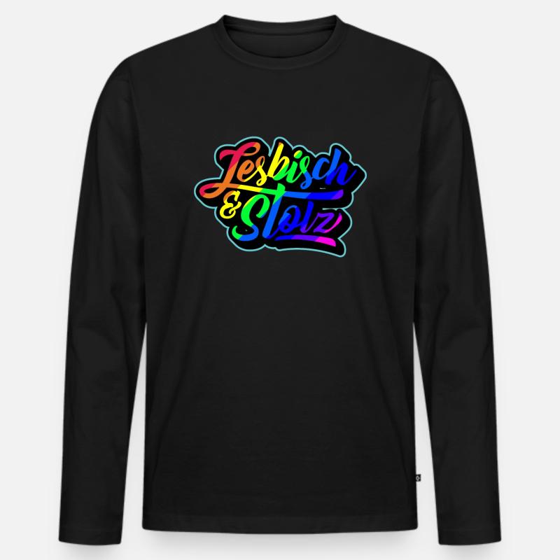 Lesbisch & Stolz - Männer Premium Bio Langarmshirt - Schwarz