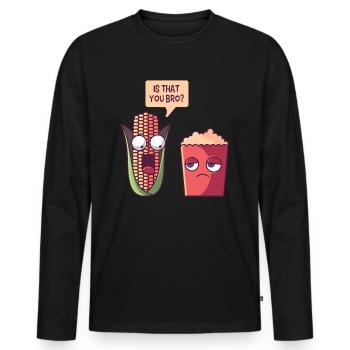 Popcorn - Männer Premium Bio Langarmshirt - Schwarz - Vorne - Nico (187cm)