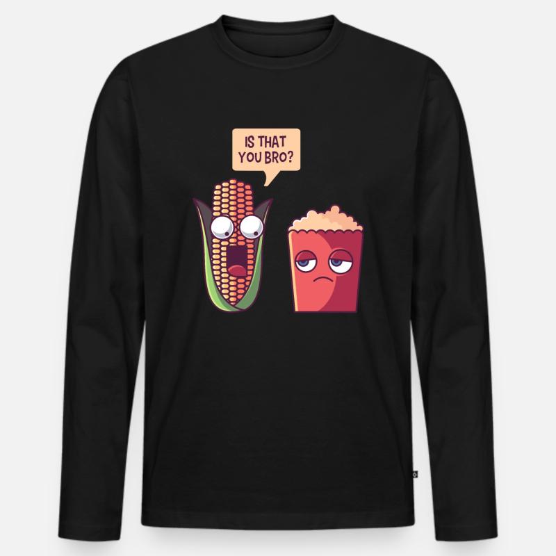 Popcorn - Männer Premium Bio Langarmshirt - Schwarz