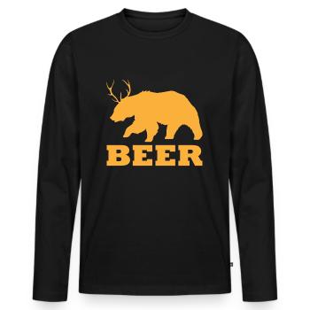 Cadeau de bière, cerf ours animal créature mythique cadeau - T-shirt manches longues Premium bio Homme - noir - Devant - Nico (187cm)