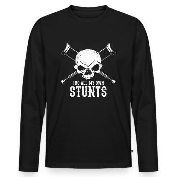 I Do All My Own Stunts, stuntman krücke - Men's Premium Organic Long Sleeve Shirt - black - Front - Nico (187cm)
