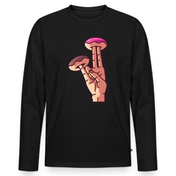 2 In The Pink 1 In The Stink Donut - Men's Premium Organic Long Sleeve Shirt - black - Front - Nico (187cm)