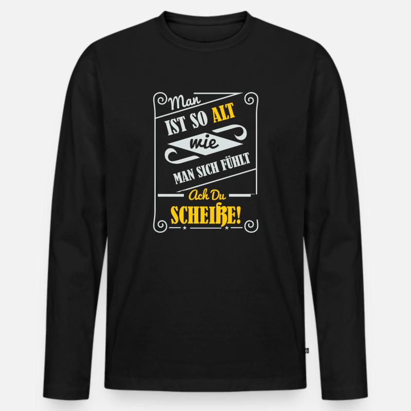 Älter werden, Alter, Alt - Männer Premium Bio Langarmshirt - Schwarz