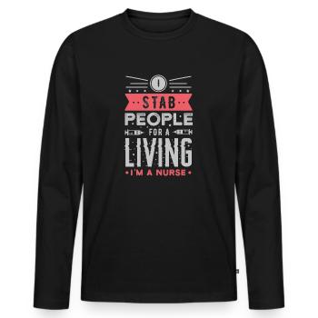 Nurse, Nurse, Nurse - Men's Premium Organic Long Sleeve Shirt - black - Front - Nico (187cm)