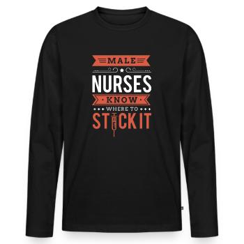 Infirmier - T-shirt manches longues Premium bio Homme - noir - Devant - Nico (187cm)