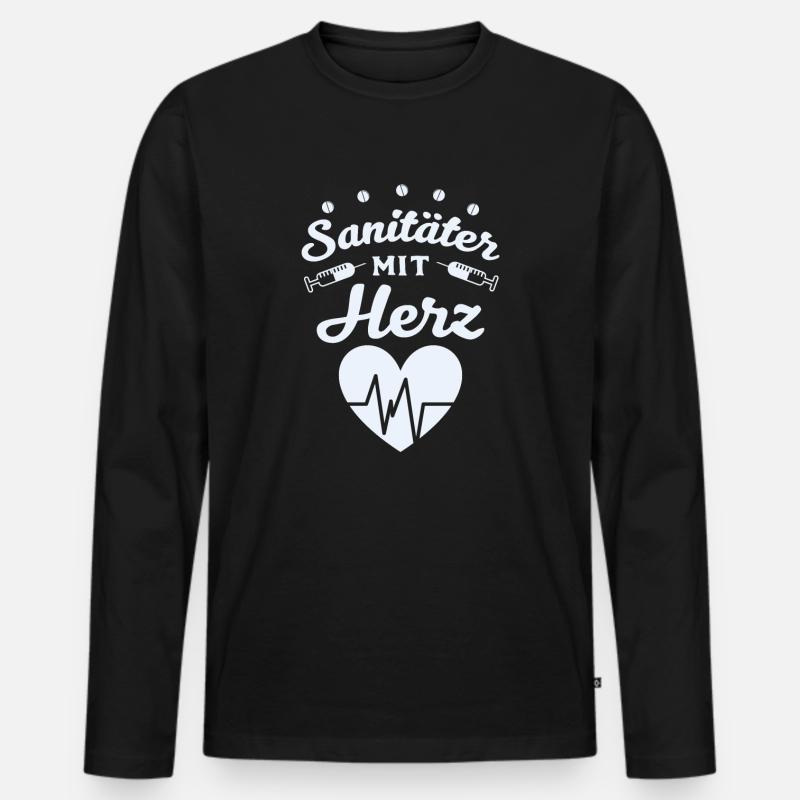 Sanitäter - Männer Premium Bio Langarmshirt - Schwarz