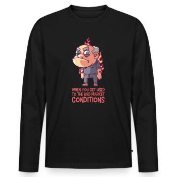 Bad market conditions - Men's Premium Organic Long Sleeve Shirt - black - Front - Nico (187cm)