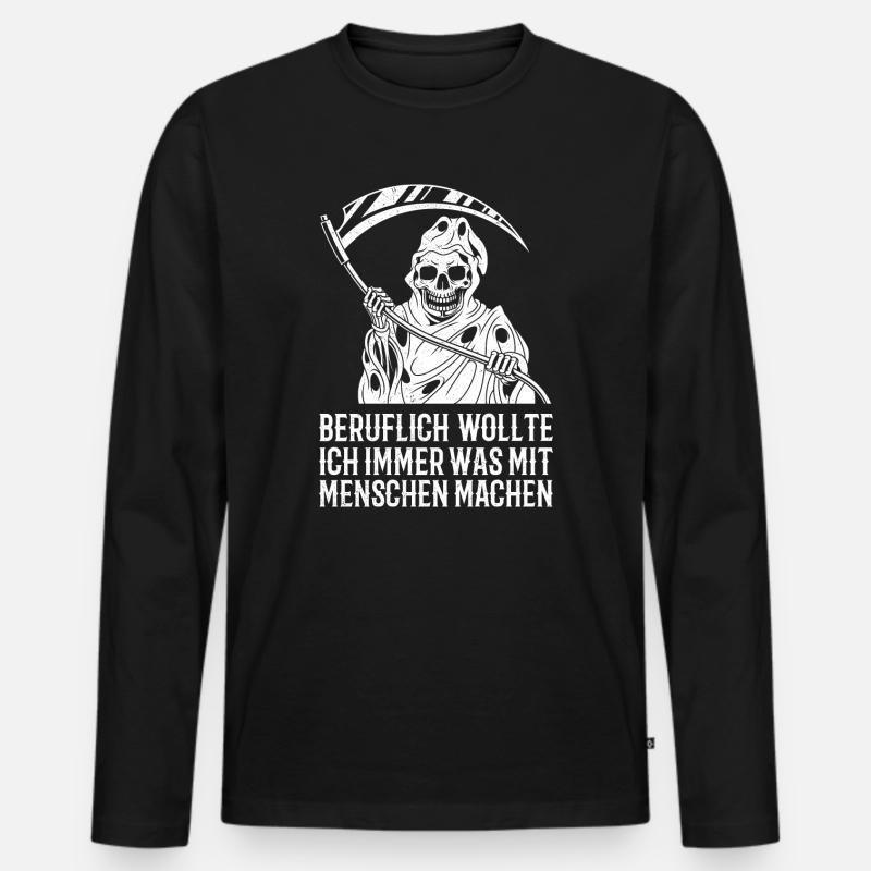 Beruflich wollte ich immer was mit Menschen machen - Männer Premium Bio Langarmshirt - Schwarz