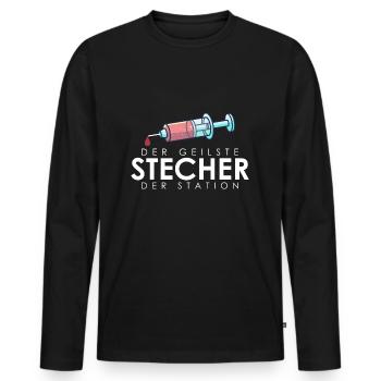 Der geilste Stecher, pflegekraft pflege geschenk - Männer Premium Bio Langarmshirt - Schwarz - Vorne - Nico (187cm)