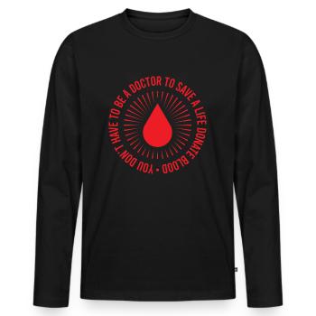 Save Lifes Donate Blood - Men's Premium Organic Long Sleeve Shirt - black - Front - Nico (187cm)