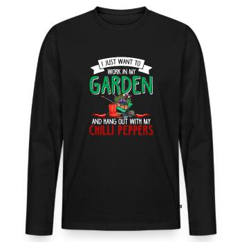 Légumes de jardinage Vegan Pepperoni Pepperoni - T-shirt manches longues Premium bio Homme - noir - Devant - Nico (187cm)