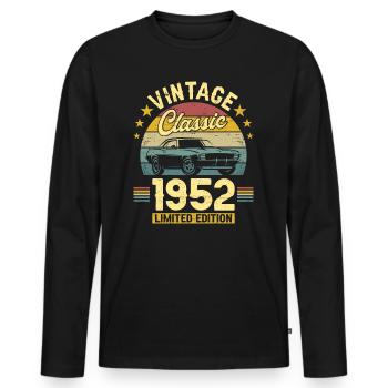 Vintage 1952 Original Anniversary 70 Years - Men's Premium Organic Long Sleeve Shirt - black - Front - Nico (187cm)