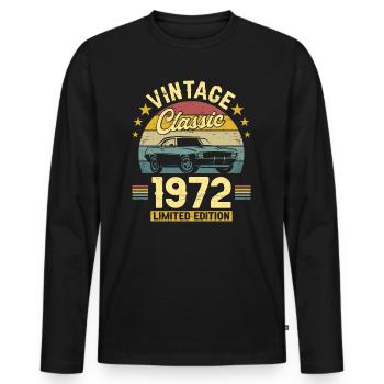 Vintage 1972 Original Anniversaire 50 Ans - T-shirt manches longues Premium bio Homme - noir - Devant - Nico (187cm)