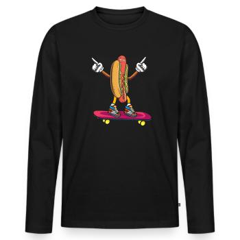 Hot Dog Skateboarder Skateboard skateboard skateboard - T-shirt manches longues Premium bio Homme - noir - Devant - Nico (187cm)