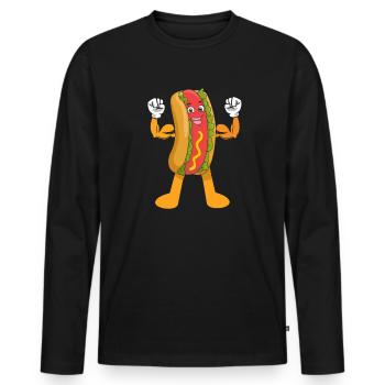 Hot Dog Bodybuilding Fitness Gym Cadeau - T-shirt manches longues Premium bio Homme - noir - Devant - Nico (187cm)