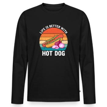 Hot Dog Love Hot Dog Pomme de terre Ketchup - T-shirt manches longues Premium bio Homme - noir - Devant - Nico (187cm)