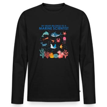 Le cœur appartient au scientifique marin Biologiste marin - T-shirt manches longues Premium bio Homme - noir - Devant - Nico (187cm)