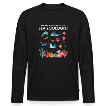Heart belongs to marine zoologist Marine Biology Sea - Men's Premium Organic Long Sleeve Shirt - black - Front - Nico (187cm)