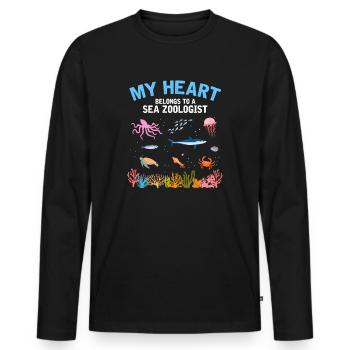 Heart belongs to marine zoologist Marine Biology Sea - Men's Premium Organic Long Sleeve Shirt - black - Front - Nico (187cm)