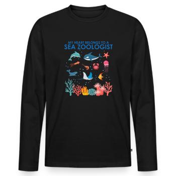 Heart belongs to marine zoologist Marine Biology Sea - Men's Premium Organic Long Sleeve Shirt - black - Front - Nico (187cm)