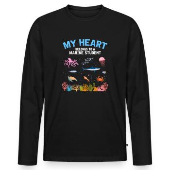 Le cœur appartient au scientifique marin Biologiste marin - T-shirt manches longues Premium bio Homme - noir - Devant - Nico (187cm)