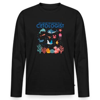Herz gehört Cetologe Cetologist Meeresbiologe - Männer Premium Bio Langarmshirt - Schwarz - Vorne - Nico (187cm)