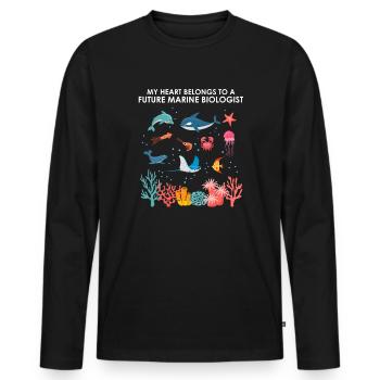 Heart belongs to marine biologist Marine biology sea - Men's Premium Organic Long Sleeve Shirt - black - Front - Nico (187cm)