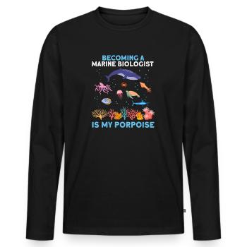 Whale Ocean Sea Marine Biologist Marine Biology - Men's Premium Organic Long Sleeve Shirt - black - Front - Nico (187cm)
