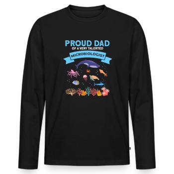 Proud Dad Microbiology Biology Biologist Sea - Men's Premium Organic Long Sleeve Shirt - black - Front - Nico (187cm)