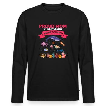 Proud Mom Marine Biologist Marine Biology Sea - Men's Premium Organic Long Sleeve Shirt - black - Front - Nico (187cm)