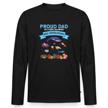 Proud Dad Ocean Zooologist Zooology Sea - Men's Premium Organic Long Sleeve Shirt - black - Front - Nico (187cm)