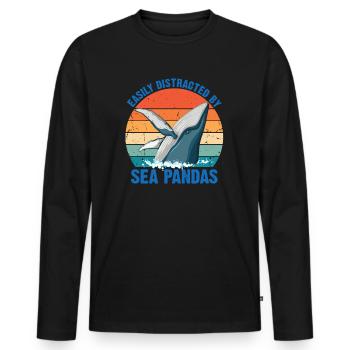 Wal Wale Ozean Meer Meeresbiologe Tauchen Retro - Männer Premium Bio Langarmshirt - Schwarz - Vorne - Nico (187cm)