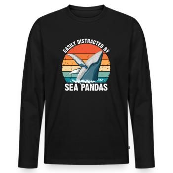 Wal Wale Ozean Meer Meeresbiologe Tauchen Retro - Männer Premium Bio Langarmshirt - Schwarz - Vorne - Nico (187cm)