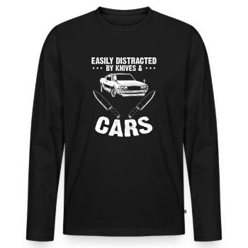 Knife Collector Car Oldtimer Knife Fan Design - Men's Premium Organic Long Sleeve Shirt - black - Front - Nico (187cm)