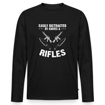 Knife Collector Designs Messerfan Knife Maker - Men's Premium Organic Long Sleeve Shirt - black - Front - Nico (187cm)