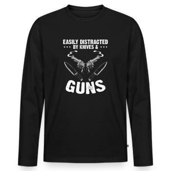 Knife Collector Designs Messerfan Knife Maker - Men's Premium Organic Long Sleeve Shirt - black - Front - Nico (187cm)
