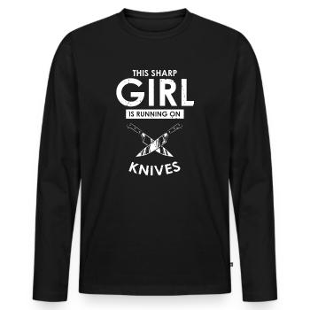 Une femme tranchante aime le couteau collecteur de couteaux ventilateur - T-shirt manches longues Premium bio Homme - noir - Devant - Nico (187cm)