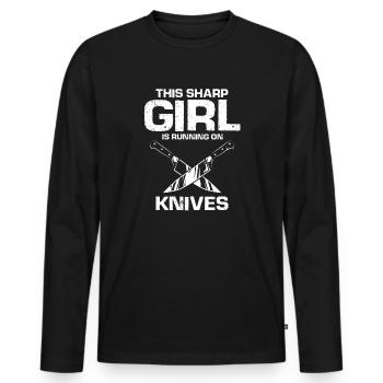 Sharp woman loves knife knife collector knife fan - Men's Premium Organic Long Sleeve Shirt - black - Front - Nico (187cm)