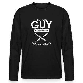 Knife Collector Designs Messerfan Knife Maker - Men's Premium Organic Long Sleeve Shirt - black - Front - Nico (187cm)