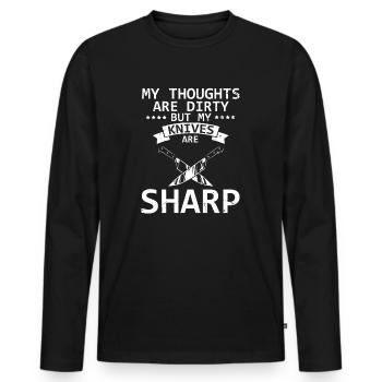 Dirty Thoughts Clean Knife Collecteur de couteaux - T-shirt manches longues Premium bio Homme - noir - Devant - Nico (187cm)
