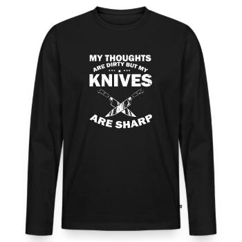 Dirty Thoughts Clean Knife Collecteur de couteaux - T-shirt manches longues Premium bio Homme - noir - Devant - Nico (187cm)