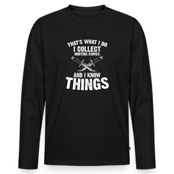 Objets blancs et collectionner le collectionneur de couteaux de chasse - T-shirt manches longues Premium bio Homme - noir - Devant - Nico (187cm)