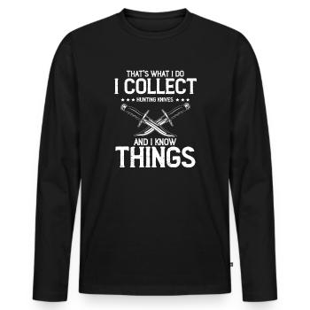 Objets blancs et collectionner le collectionneur de couteaux de chasse - T-shirt manches longues Premium bio Homme - noir - Devant - Nico (187cm)