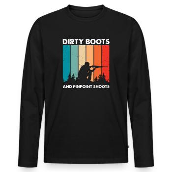 Funny Duck Hunting Design Hunter Hunting Duck Design - Men's Premium Organic Long Sleeve Shirt - black - Front - Nico (187cm)